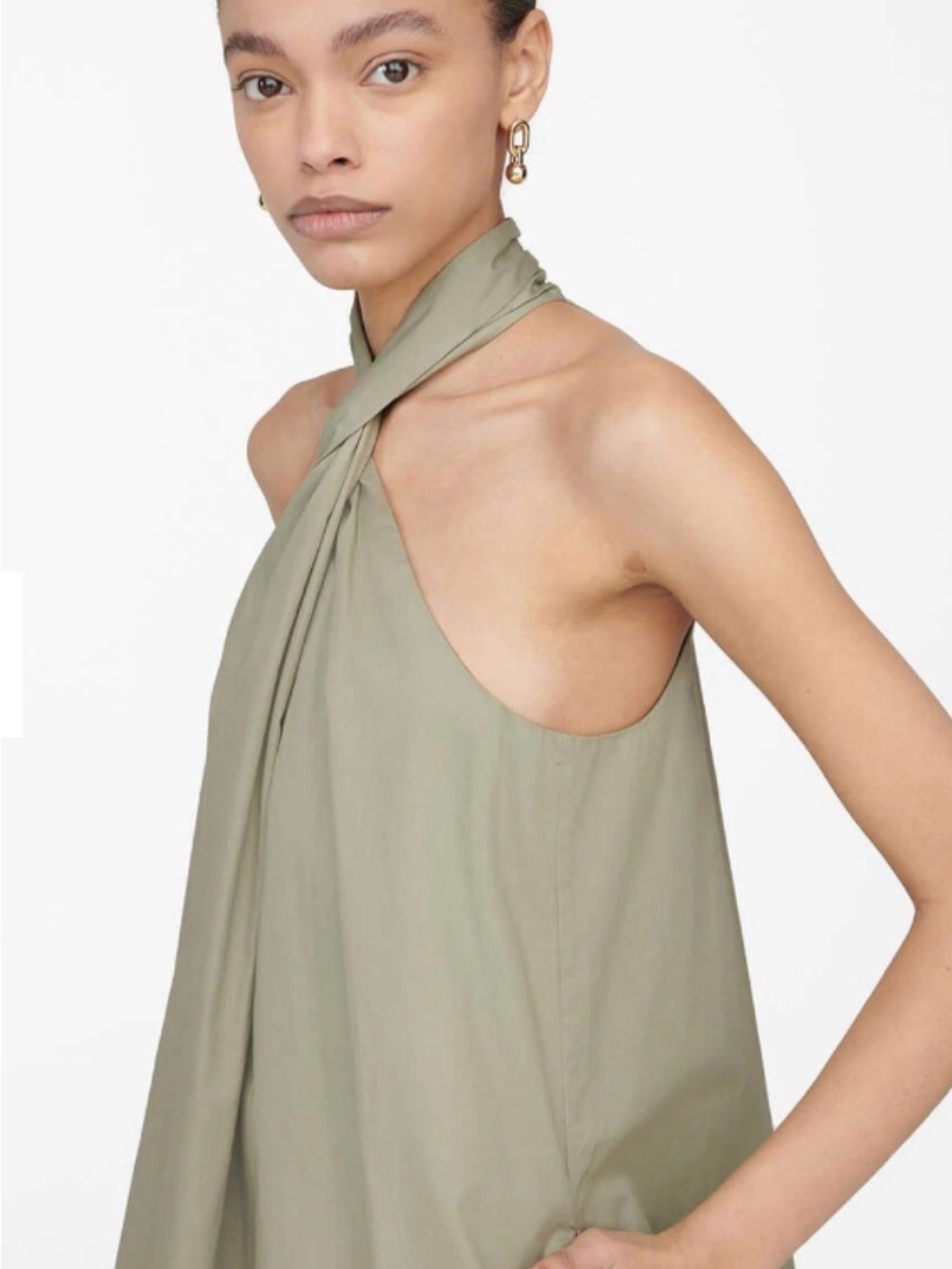 Anine Bing Green Halter Tie-Neck Dress